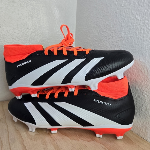 Adidas PREDATOR LEAGUE SOCK FG Cblack/Ftwwht/Solred Soccer Cleats IG7772 - Picture 2 of 11
